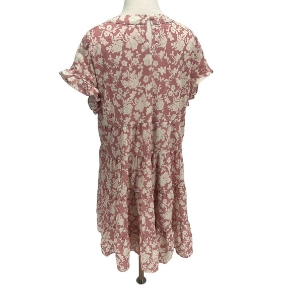 Foteisy Pink Cream Floral Baby Doll Dress Size Large Women's - Picture 3 of 6